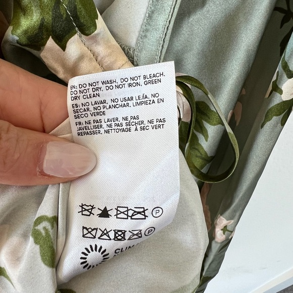 REFORMATION ANAIIS SILK DRESS- TARRAGON - Picture 8 of 8